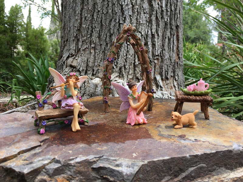 GlitZGlam Musical Sisters Fairy Garden Set: 7 Pieces Miniature Fairy Garden Accessory - Image 4